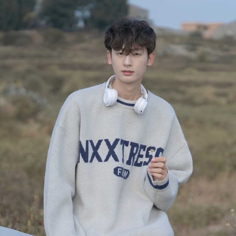 Cityboy字母提花圆领毛衣针织衫814-1-M604-P70（100聚酯纤维），男装针织衫/毛衣，星座814-1