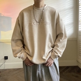 质感~麂皮绒立体压印字母长袖T恤卫衣男女814-1-CT1001-P55控69，男装T恤，星座814-1