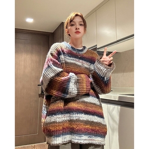 814-1-M306-P85 108 彩虹条纹毛衣针织衫（聚酯纤维）图片