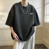 立体浮雕字母设计感短袖T恤男女潮814-1-T401-P38控48，男装T恤，星座814-1