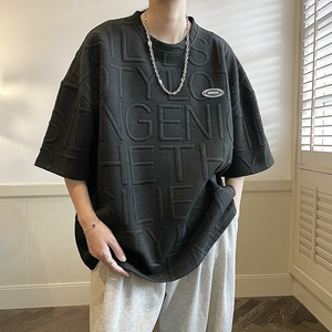 立体浮雕字母设计感短袖T恤男女潮 814-1-T401-P38 控48图片