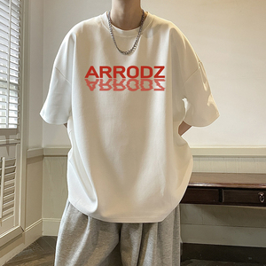 美式设计感模糊倒影字母印花休闲短袖T恤男女 814-1-T042-P28，男装T恤，星座814-1