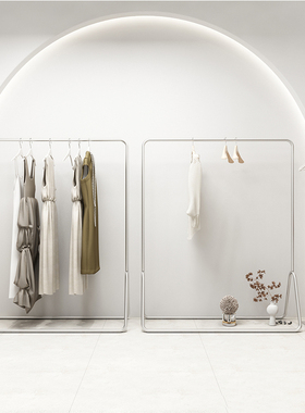 服装店展示架落地式不锈钢拉丝银色组合简约服架子专用女装店货架