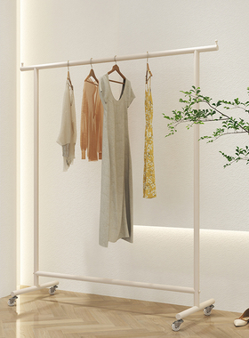 奶白女装服装店展示架陈列架中岛落地式挂衣架童装带轮可移动货架