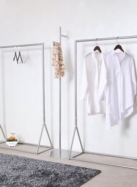 服装店展示架落地式女装挂衣陈列侧挂架银色货架挂衣架简约服装架