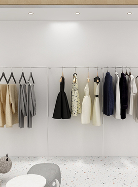 服装店上墙壁挂展示架侧挂入墙货架男女装墙上挂衣架银色不锈钢架