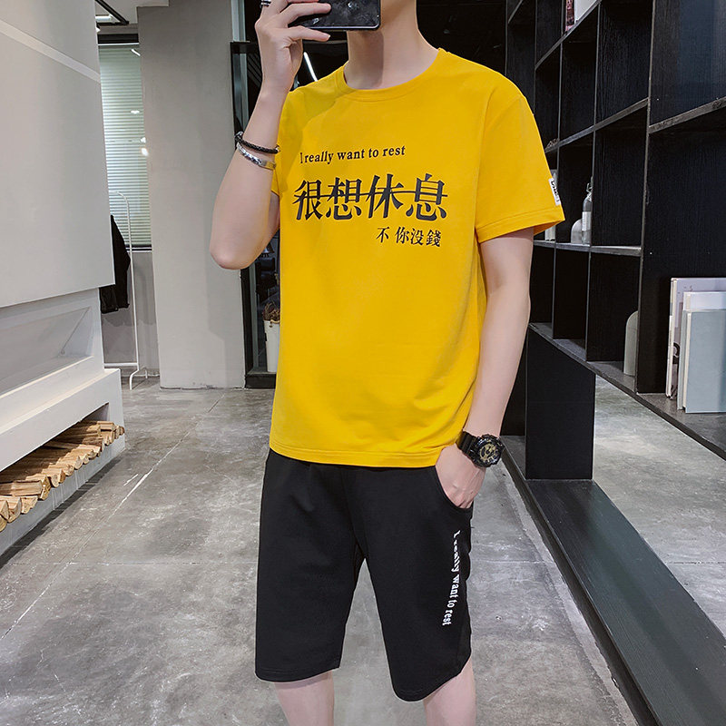 Short sleeved T-shirt 5 points shorts leisure time Sports suit man summer Two piece set Korean Edition Trend run handsomein the Men's clothing, T-shirt  category - from Buy2taobao.com to provide professional Taobao agent buy service