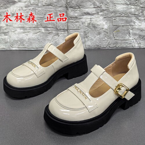 品牌断码处理厚底玛丽珍鞋女春季魔术贴真皮学院风轻便百搭女单鞋