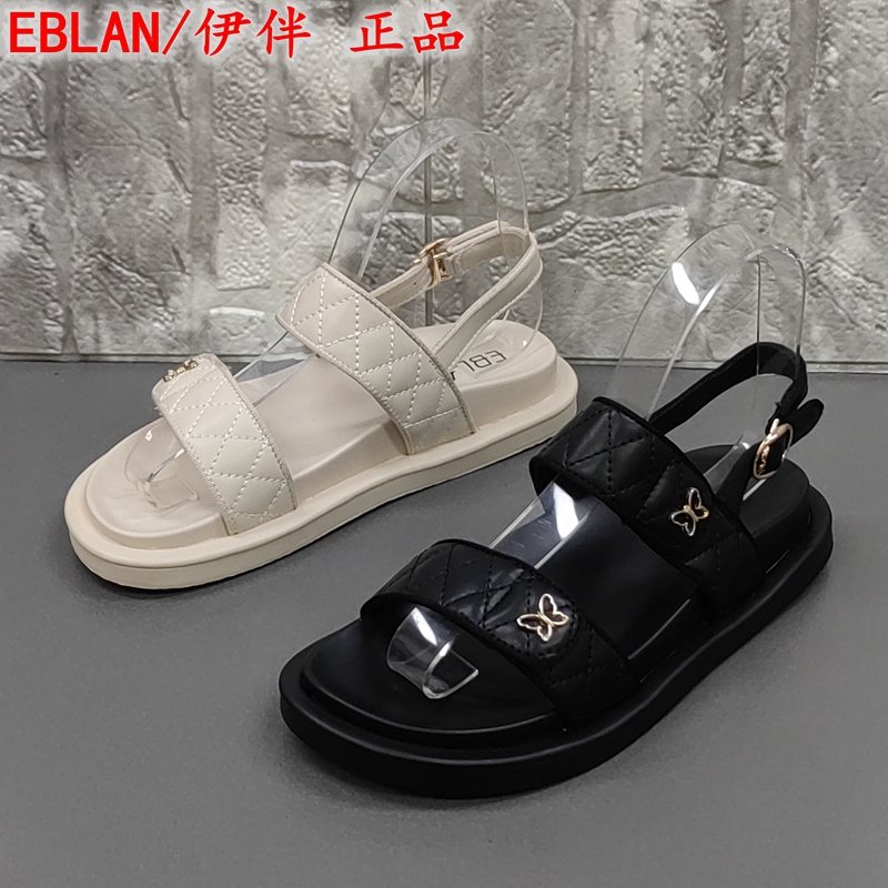 EBLAN/伊伴正品撤柜处理夏季新款时尚露趾休闲百搭平底运动女凉鞋