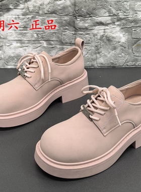 39码星期六正品撤柜断码处理秋季圆头厚底真皮系带百搭深口女单鞋