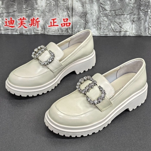 3536品牌瑕疵处理英伦风水钻方扣厚底乐福鞋女真皮一脚蹬百搭单鞋