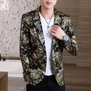 306B-2-X999-P75 2025秋装时尚男士烫金小西装西服外套图片