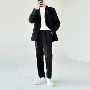 507A-T3250-P230 2025秋冬男轻熟风纯色微阔西服西裤两件套装礼服图片