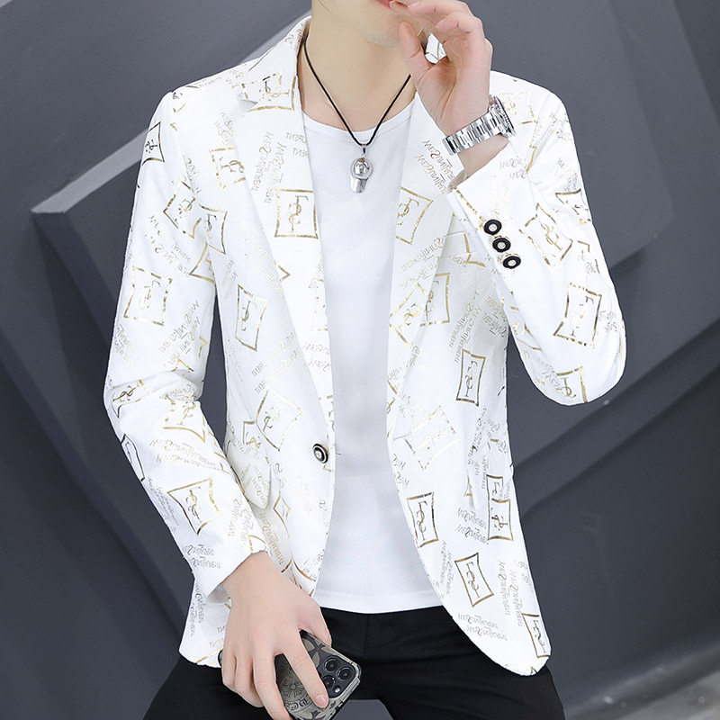 306B-2-X321-P80 2023春季男士条纹小西装青年修身西服外套图片