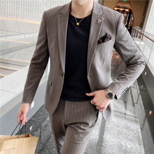 LJT095-P225  春夏商务休闲绅士西服两件套装条纹小西装结婚礼服图片