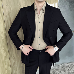 306B-2-T687-P230  2025秋装英伦风时尚男士正装西服双排扣三件套图片