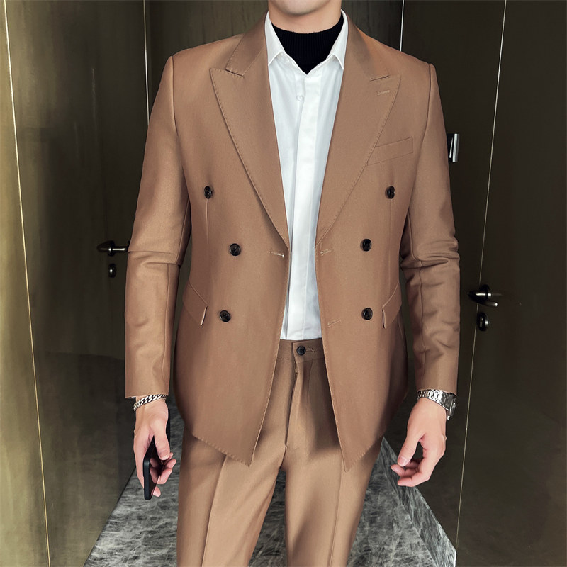 306B-2-T687-P2302025秋装英伦风时尚男士正装西服双排扣三件套,男装西服,星座507A（原星座306B-2）