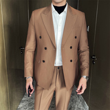 306B-2-T687-P2302025秋装英伦风时尚男士正装西服双排扣三件套，男装西服，星座507A（原星座306B-2）