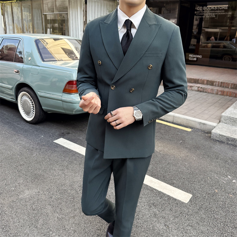 306B-2-SJT7722-P3052025秋装新品时尚青年双排扣西服三件套装,男装西服,星座507A（原星座306B-2）