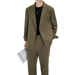 306B-2-T3230-P200 2025秋装时尚微阔版西服西裤两件套装帅气图片