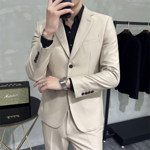 306B-2-T686-P230 2025秋冬男士双扣西服两件套装结婚礼服图片