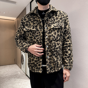 306B-2-M639-P105 冬季时尚毛圈外套加棉加厚夹克小香风豹纹图片