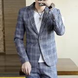 306B-2-T807-P1252025秋装时尚格纹青年休闲百搭西服西裤两件套，男装西服，星座507A（原星座306B-2）