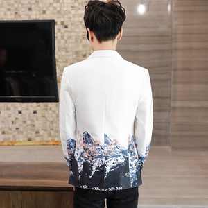 306B-2-X111-P75 2025秋装拼接渐变色青年长袖小西装修身西服图片