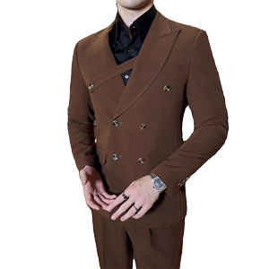 306B-2-T7722-P245 2025秋冬双排扣英伦正装西服两件套装结婚礼服图片