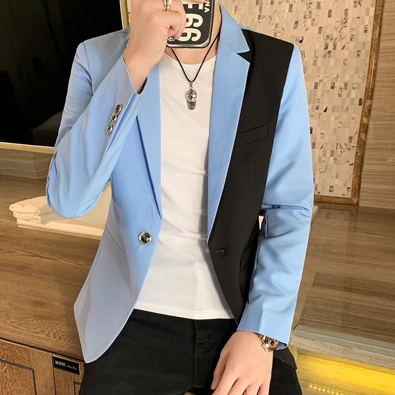 306B-2-XF080-P70秋装时尚青年拼接撞色小西装休闲西服,男装西服套装,星座507A（原星座306B-2）