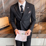 507A-SJT096-P2802025秋冬时尚男士双排扣条纹西服三件套装礼服，男装西服，星座507A（原星座306B-2）