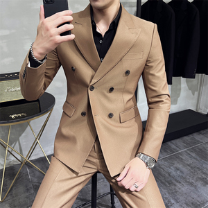 T687-P230 2025秋季时尚双排扣男西服两件套装正装图片
