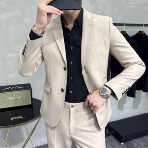 507A-T686-P230 2025秋冬时尚男士西服西裤双扣两件套装礼服图片