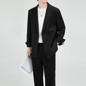 306B-2-T3230-P200 2025秋季时尚痞帅微阔西服两件套装图片