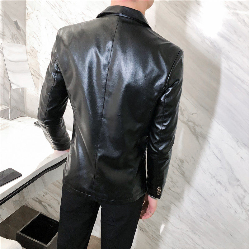 306B-2-PY05-P802025秋装男士纯色西服休闲青年小西装皮衣外套,男装西服套装,星座507A（原星座306B-2）