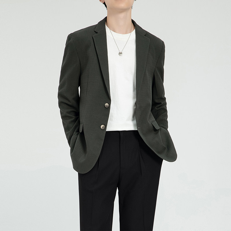 306B-2-DX3770-P160 2024秋装时尚青年双扣西服纯色百搭小西装图片