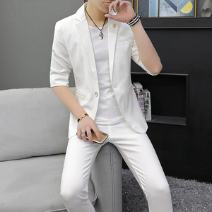 306B-2-LJT936-P120 2021夏季纯色西服两件套装七分袖中袖西装图片