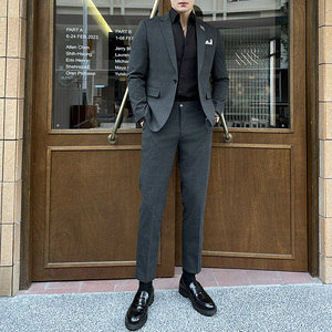 306B-2-LJT3500-P240 2025秋季男士商务休闲格子西服两件套装礼服图片