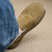 2026新款 真皮单层牛皮透气软皮软底懒人鞋 乐福鞋 男宽头一脚蹬男鞋