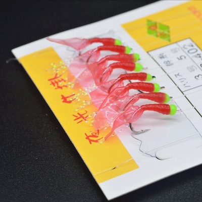 六顺8钩夜光红皮鱼皮仿生虾皮