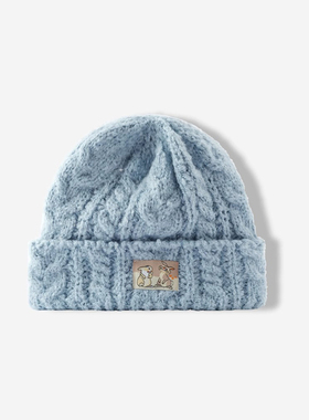 Charn Kiond 日本设计师联名款卡通布标软糯毛线帽冬麻花纹针织帽