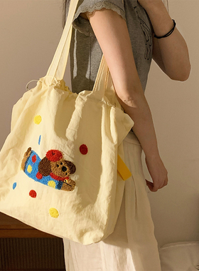 Charn Kiond 学生慵懒风大容量斜挎手提包上班通勤托特包帆布包女