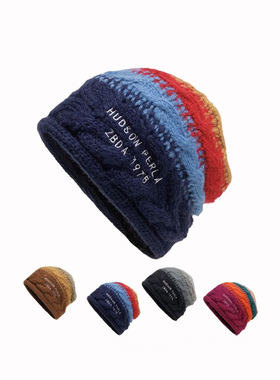 Charn Kiond 日本设计师联名款显脸撞色条纹针织帽冷帽保暖毛线帽