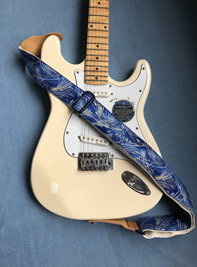 原创纯手工蓝色烟火民谣吉他带电吉他带Guitar straps