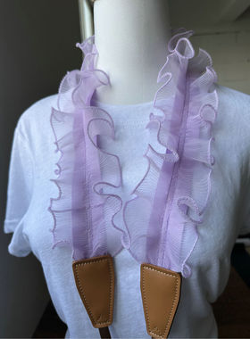 UNIKSTRAP原创手作轻盈立体温柔淡紫色花边相机背带斜跨相机肩带