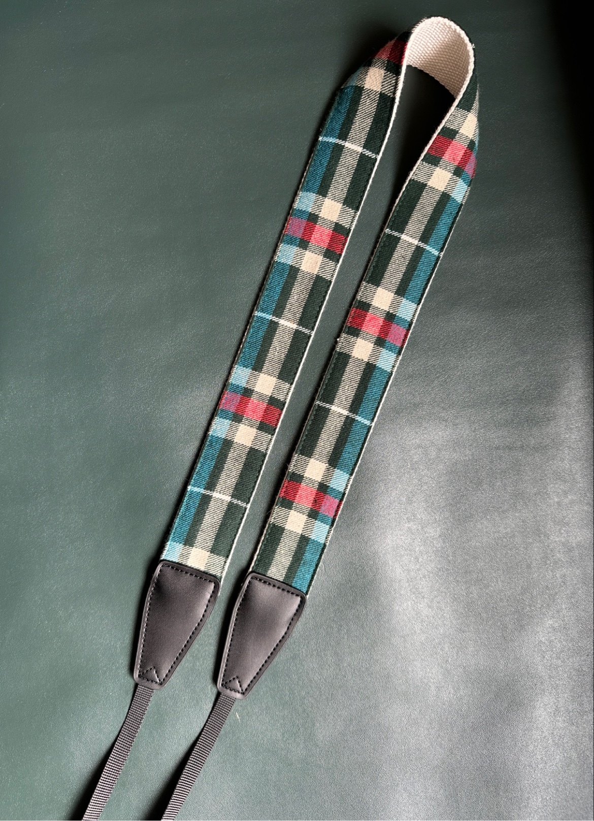 纯手工英伦风经典复古绿格子通用相机背带相机肩带