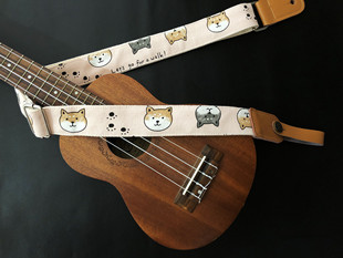 原创纯手工超萌柴犬尤克里里背带ukulele strap小四弦肩带