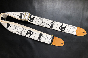 原创一根厚实简洁漫画喵电吉他带贝斯带GUITAR STRAPS