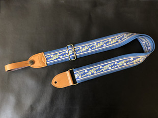 原创设计文艺范儿复古蓝花草通用吉他背带5CM吉他带GUITAR STRAP