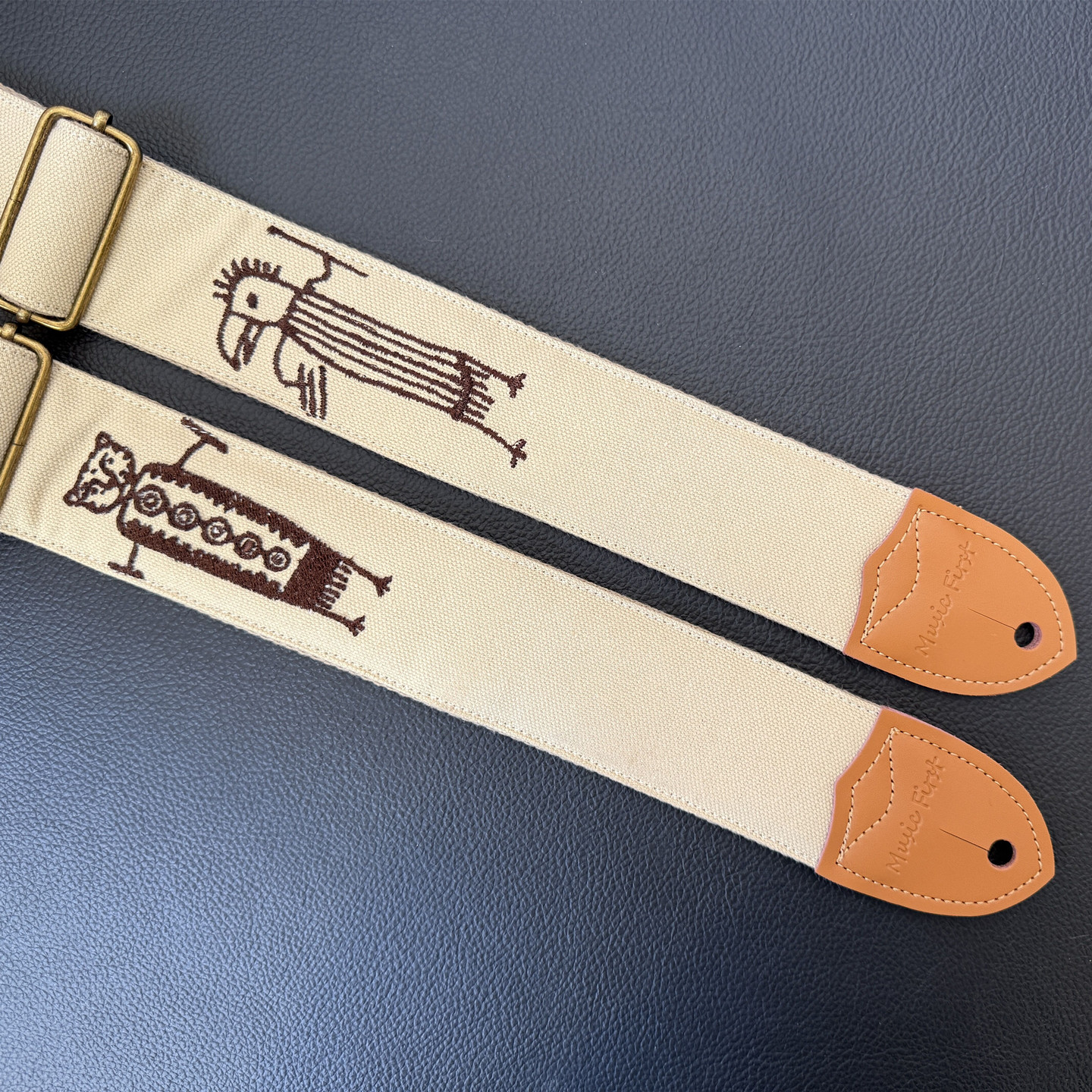 原创北美岩画刺绣吉他背带贝斯带